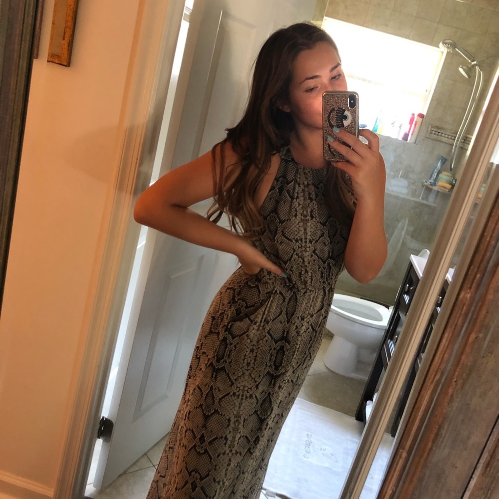 Jessica Simpson Snakeskin Backless Maxi Dress